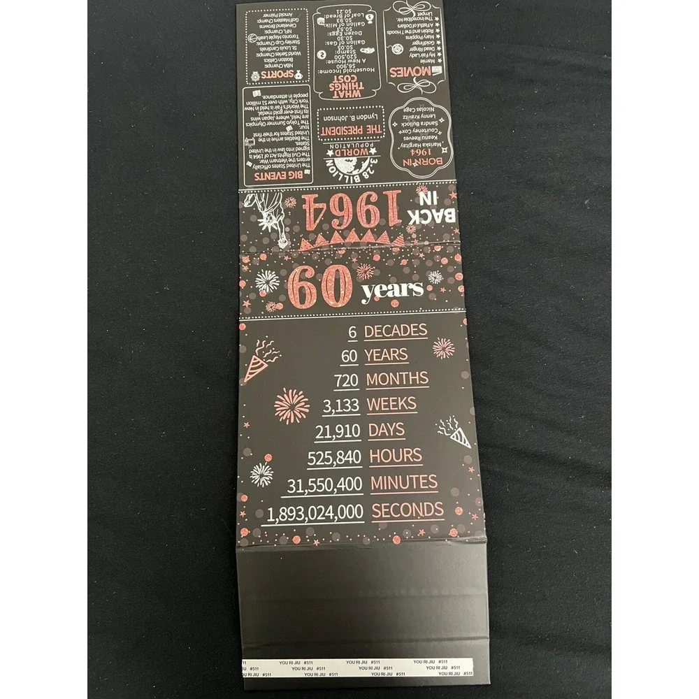 Back in 1964 60th Birthday Decorations Centerpiece‎ Rose Gold Black Party Sign